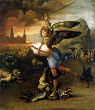  drag Pintura - San Miguel y el Dragón maestro renacentista Rafael